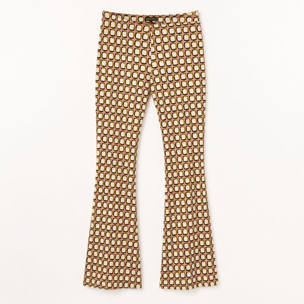 Maliparmi Italian Retro 70s Printed Pull On Pants L XL Flare Colorful Geometric